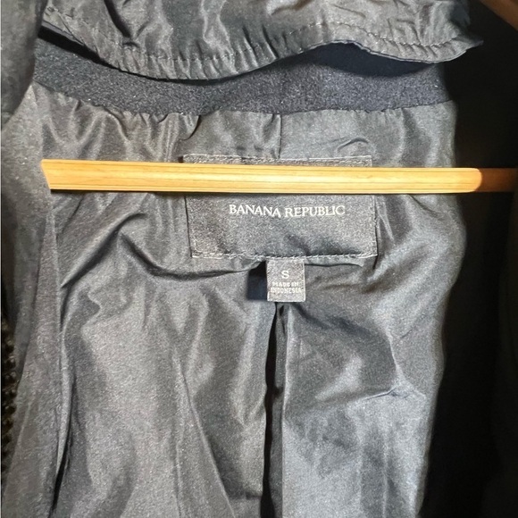 Banana Republic Black Coat Italian Wool Blend Emmetex Long Trench Jacket Men’s S - Picture 6 of 12